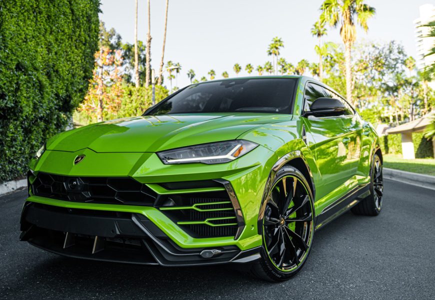 A Lamborghini Urus for rent.