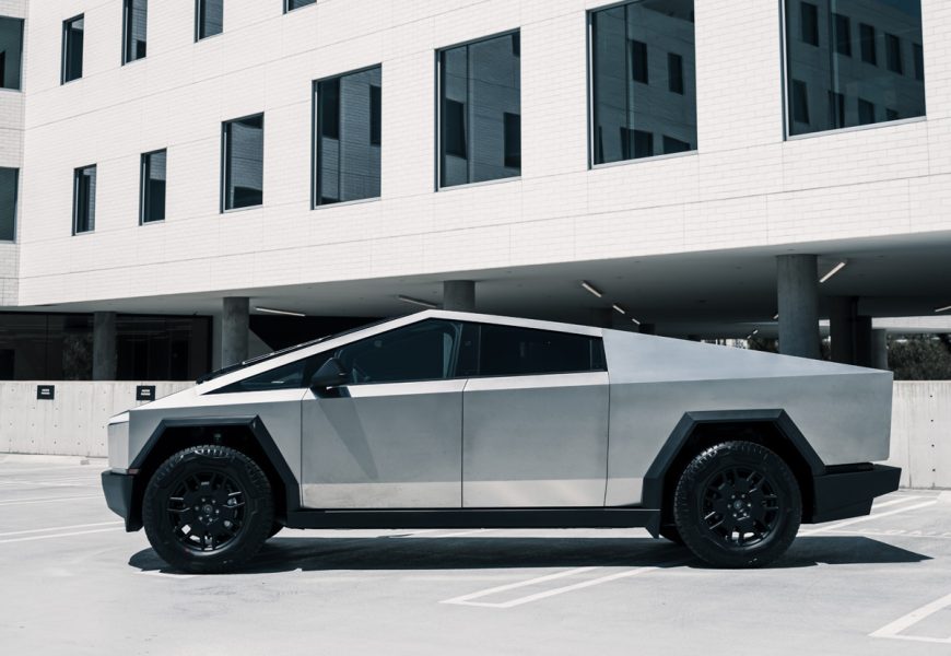 A Tesla Cybertruck for rent in Laguna Beach